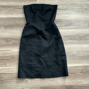 ANN TAYLOR Silk Cotton Blend Black Tube Top Knee/Midi Dress Women Size 6P